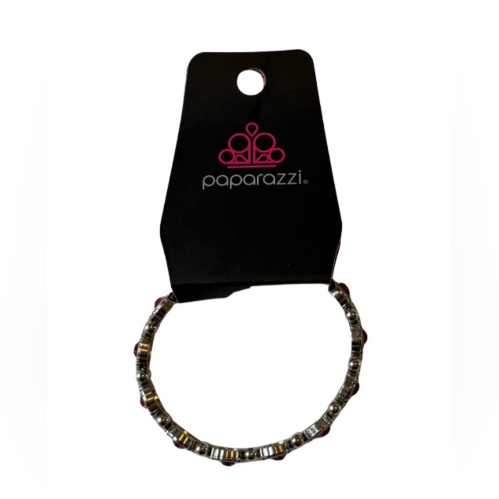 Paparazzi Silver Bracelet with Pink Floral Accents - Picture 5 of 5